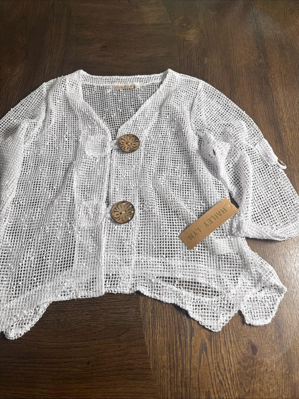 Hailey Lyn White Crochet Top - Size L